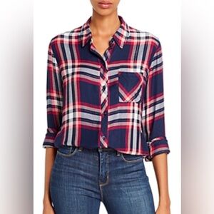 Rails Multi Plaid Women’s Button-Up Long Sleeve Shirt Soft Rayon SZ XXS NWT
